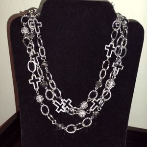Multi Strand Cross Necklace and Bracelet Set